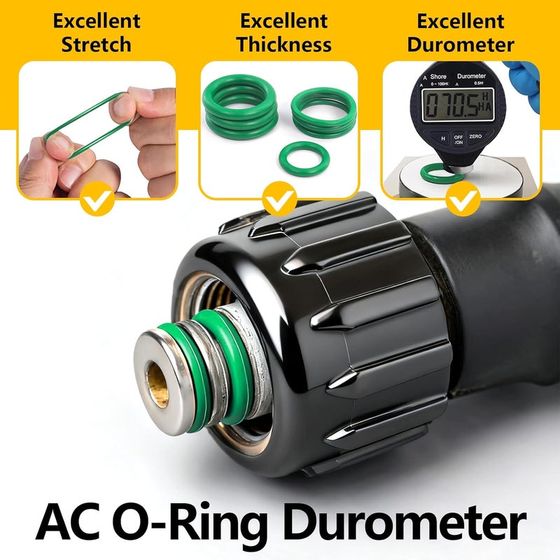 NBRINGO 697 PCS AC O Ring Kit - Metric & SAE Green O-Rings for R12/R134a, with 4 Pick & Hook Tools, Universal Car A/C Seal Kit for Compressor, AC Lines - Automotive Air Conditioning Repair Set - Image 5